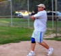 Noon Rotarian Dave Molinaro concentrates as he follows through on a mighty swing